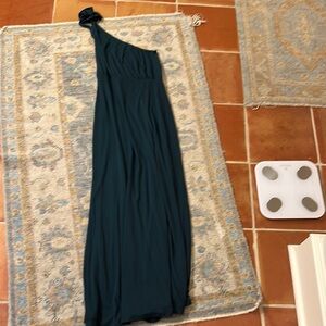 Privacy Please Dark Teal One-Shoulder Maxi Dress